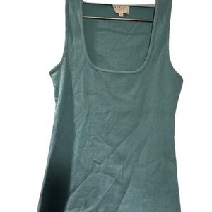 Sézane Teal Ribbed Scoop Neck Tank Top - Size S (Small)